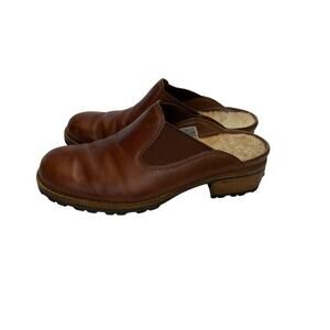 UGG Australia Brown Leather Slip On Comfort Mules women's Size 8